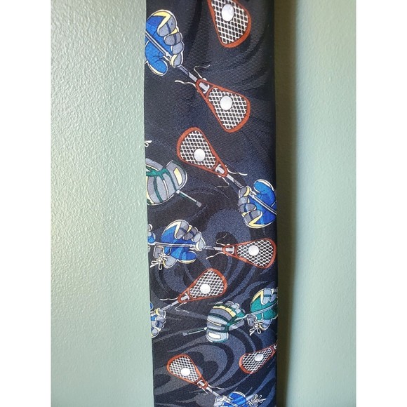 Fratello Hand Made Lacrosse Men's Necktie LAX Black - Picture 2 of 6